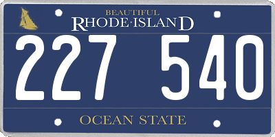 RI license plate 227540