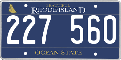RI license plate 227560
