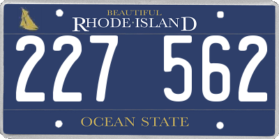 RI license plate 227562