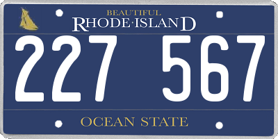 RI license plate 227567