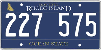 RI license plate 227575