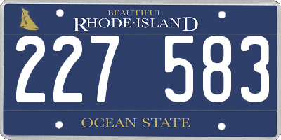 RI license plate 227583