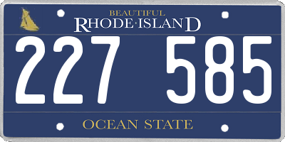 RI license plate 227585