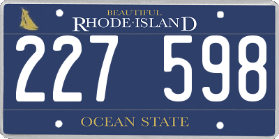 RI license plate 227598