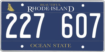 RI license plate 227607