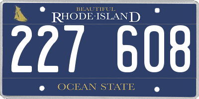 RI license plate 227608