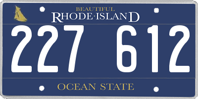 RI license plate 227612