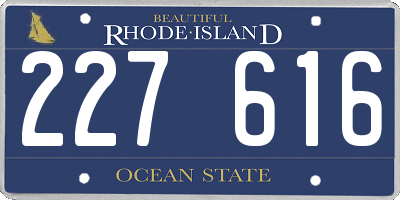 RI license plate 227616
