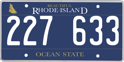 RI license plate 227633