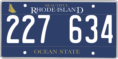 RI license plate 227634