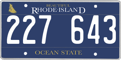 RI license plate 227643