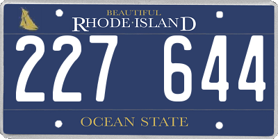 RI license plate 227644