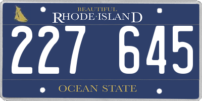 RI license plate 227645