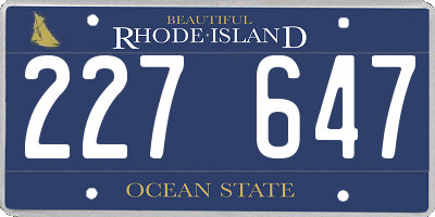 RI license plate 227647