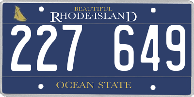 RI license plate 227649