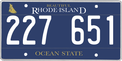 RI license plate 227651