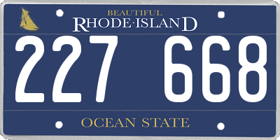 RI license plate 227668