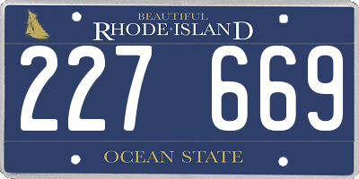 RI license plate 227669