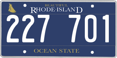 RI license plate 227701