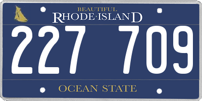RI license plate 227709