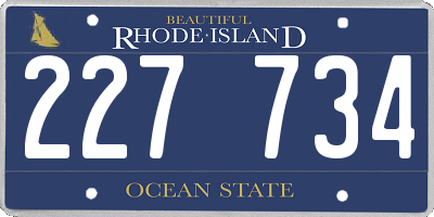 RI license plate 227734