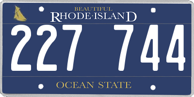 RI license plate 227744