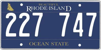 RI license plate 227747