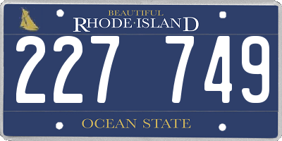 RI license plate 227749