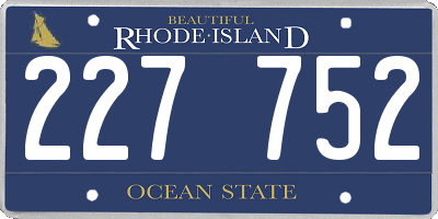 RI license plate 227752