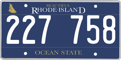 RI license plate 227758
