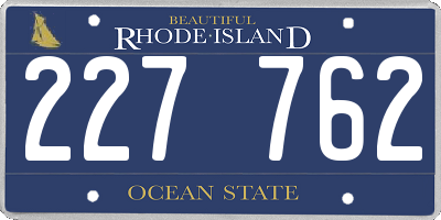 RI license plate 227762