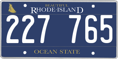 RI license plate 227765