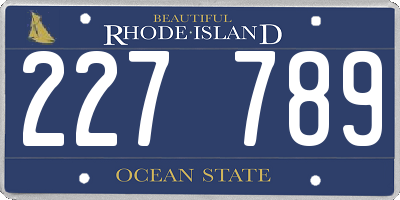 RI license plate 227789