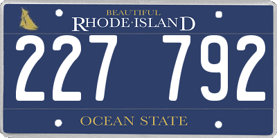RI license plate 227792
