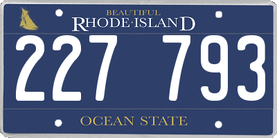 RI license plate 227793