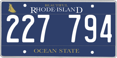 RI license plate 227794