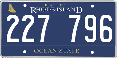 RI license plate 227796