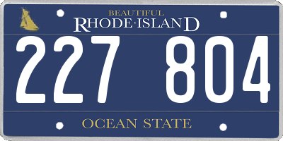 RI license plate 227804