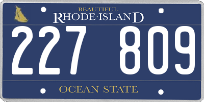 RI license plate 227809