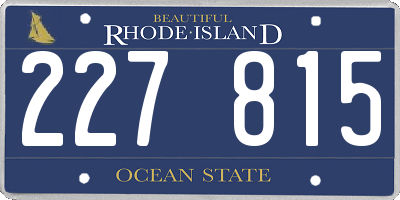 RI license plate 227815