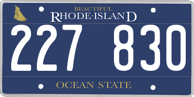 RI license plate 227830