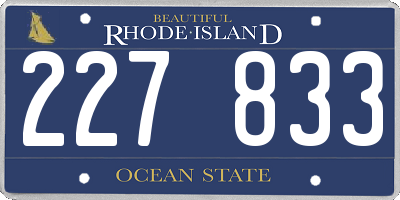 RI license plate 227833