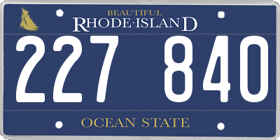 RI license plate 227840
