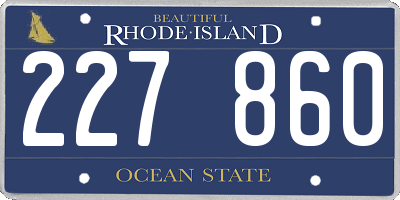 RI license plate 227860