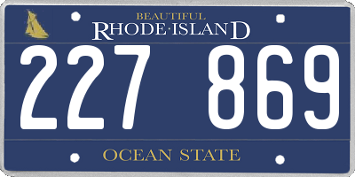 RI license plate 227869