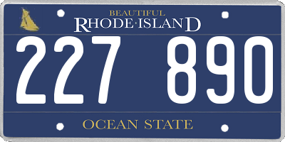 RI license plate 227890