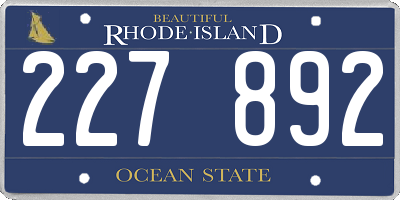 RI license plate 227892