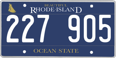 RI license plate 227905