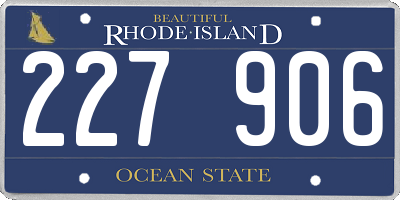 RI license plate 227906