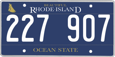 RI license plate 227907